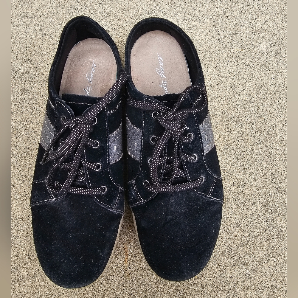 Easy Spirit Litesprint Black/Gray Leather Lace-up Sneakers women's US size 8M